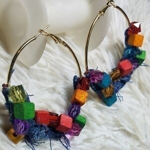Tasty Raw Edge Denim "Melody" Hoop Earrings